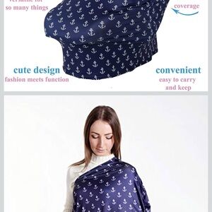Navy Blue Anchor Print Nursing Cover